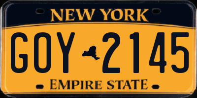 NY license plate GOY2145