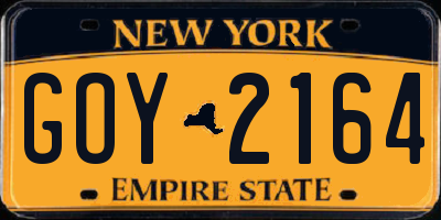 NY license plate GOY2164
