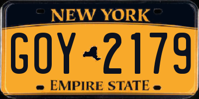 NY license plate GOY2179
