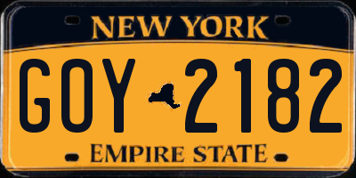 NY license plate GOY2182