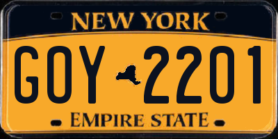 NY license plate GOY2201