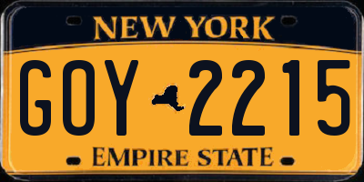 NY license plate GOY2215