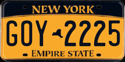 NY license plate GOY2225