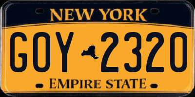 NY license plate GOY2320