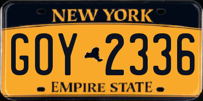 NY license plate GOY2336