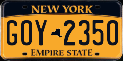 NY license plate GOY2350