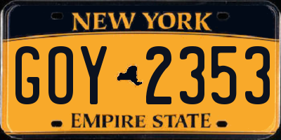 NY license plate GOY2353