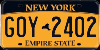 NY license plate GOY2402