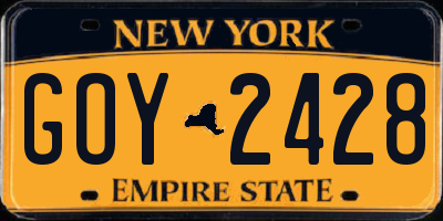 NY license plate GOY2428