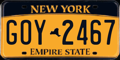 NY license plate GOY2467