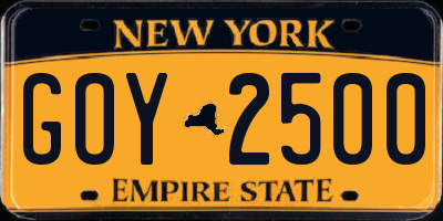 NY license plate GOY2500