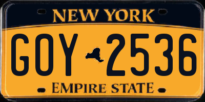 NY license plate GOY2536