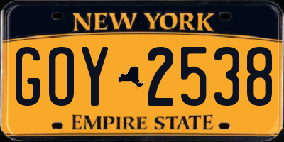 NY license plate GOY2538