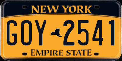 NY license plate GOY2541