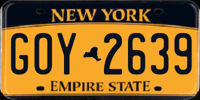NY license plate GOY2639