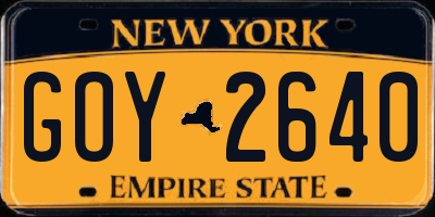 NY license plate GOY2640