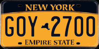 NY license plate GOY2700