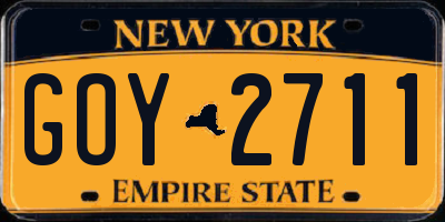 NY license plate GOY2711