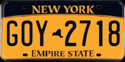 NY license plate GOY2718