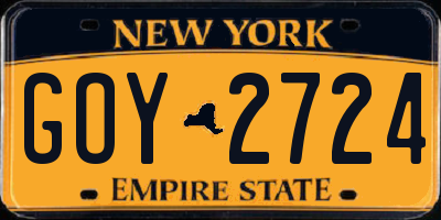 NY license plate GOY2724
