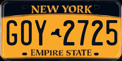 NY license plate GOY2725