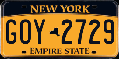 NY license plate GOY2729