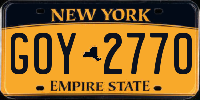 NY license plate GOY2770