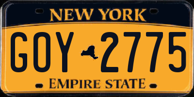 NY license plate GOY2775