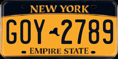 NY license plate GOY2789