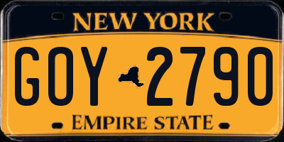 NY license plate GOY2790