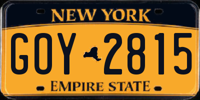 NY license plate GOY2815