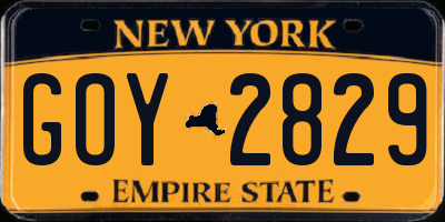 NY license plate GOY2829
