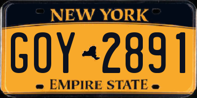 NY license plate GOY2891