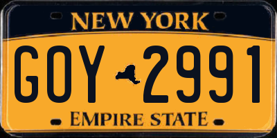 NY license plate GOY2991