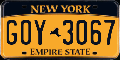 NY license plate GOY3067
