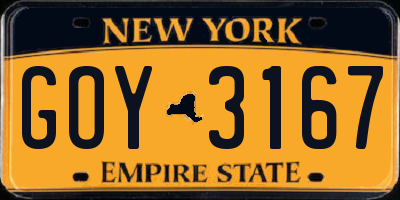 NY license plate GOY3167