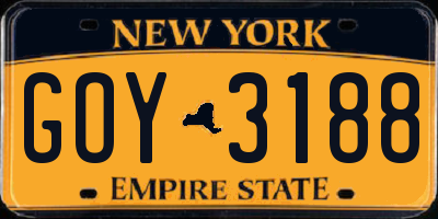 NY license plate GOY3188