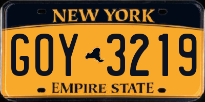 NY license plate GOY3219