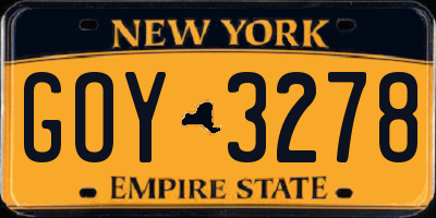 NY license plate GOY3278