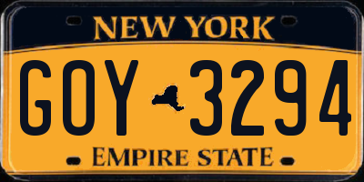 NY license plate GOY3294