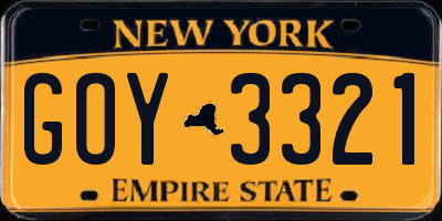 NY license plate GOY3321