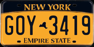 NY license plate GOY3419