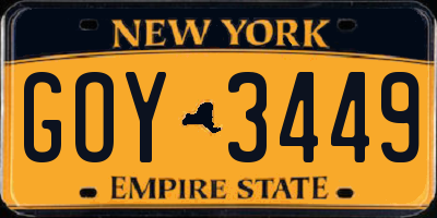 NY license plate GOY3449