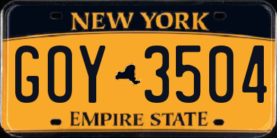 NY license plate GOY3504