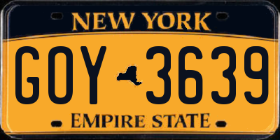 NY license plate GOY3639
