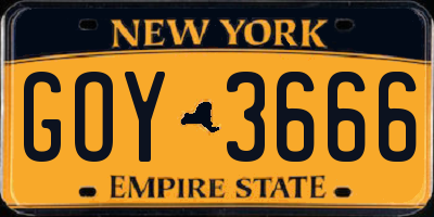 NY license plate GOY3666