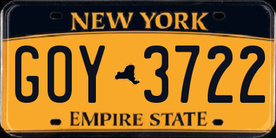 NY license plate GOY3722