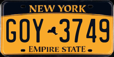 NY license plate GOY3749