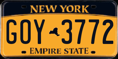 NY license plate GOY3772