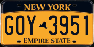 NY license plate GOY3951